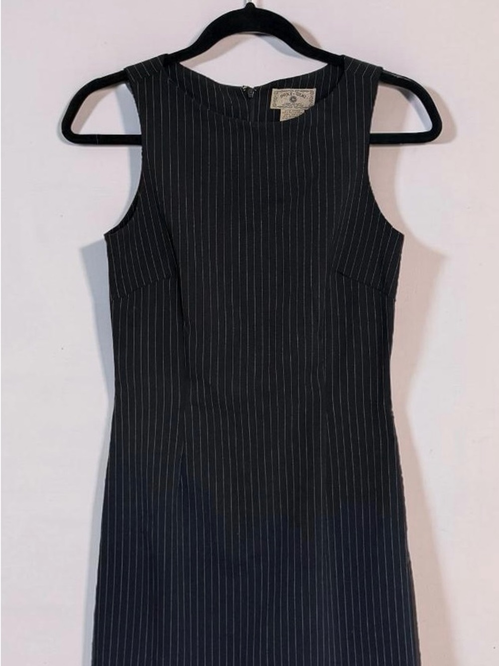Sleeveless Black Pinstripe Midi Dress